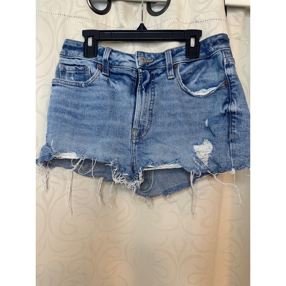 Old Navy OG Short High Rise Blue Denim Cut Off Distressed Shorts Womens Size 6